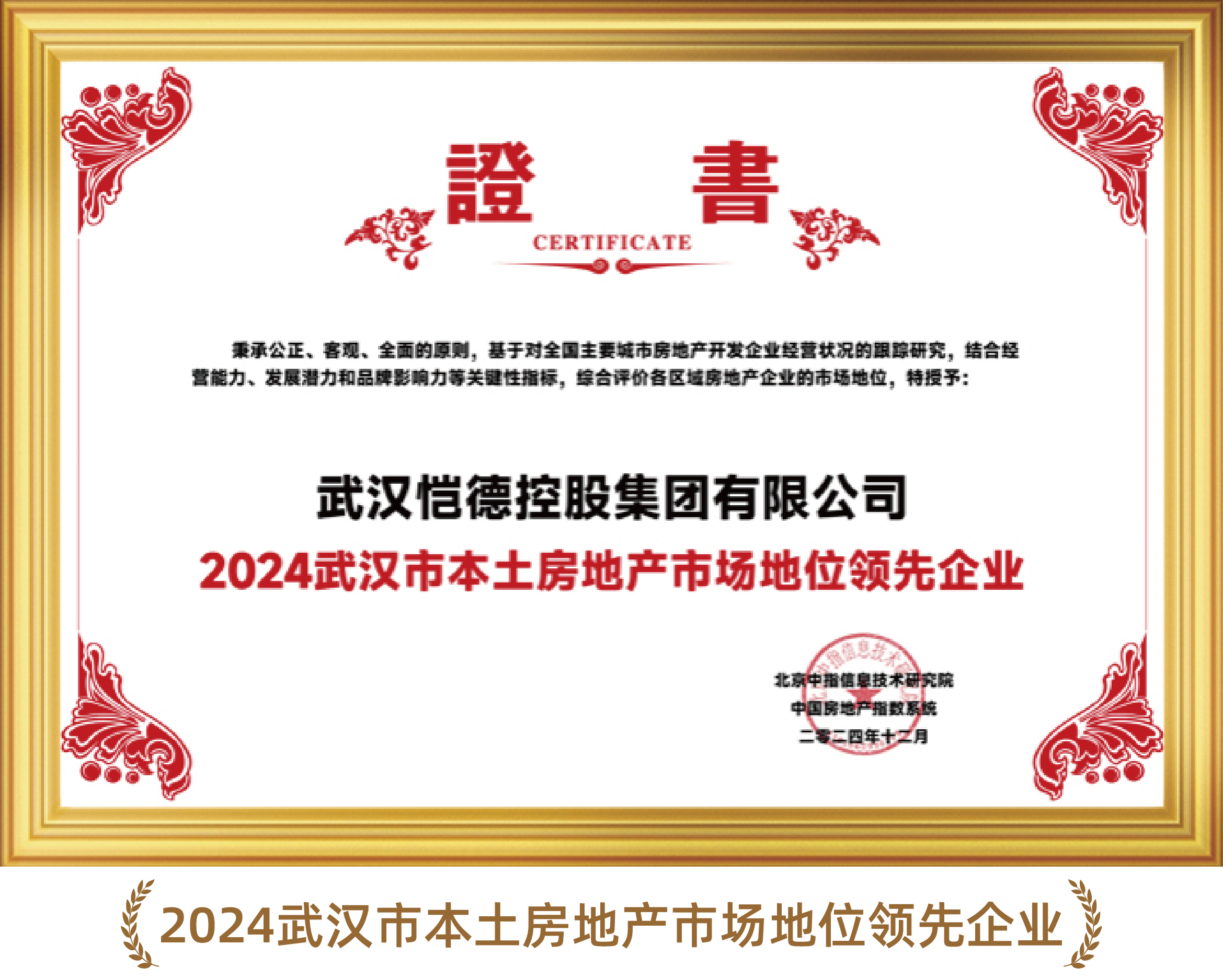 2024武汉市本土房地产市场地位领先企业